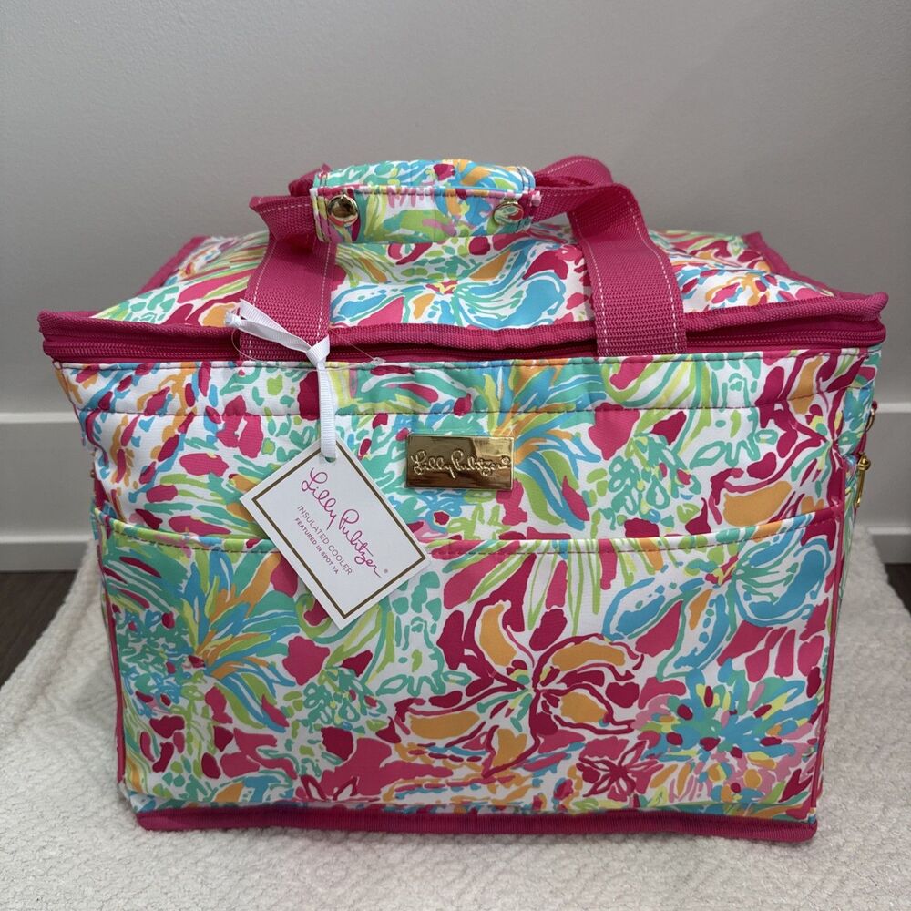 Lilly Pulitzer Large Spot Ya Insulated Lined Beach Cooler Tote Bag w/ Strap NWT